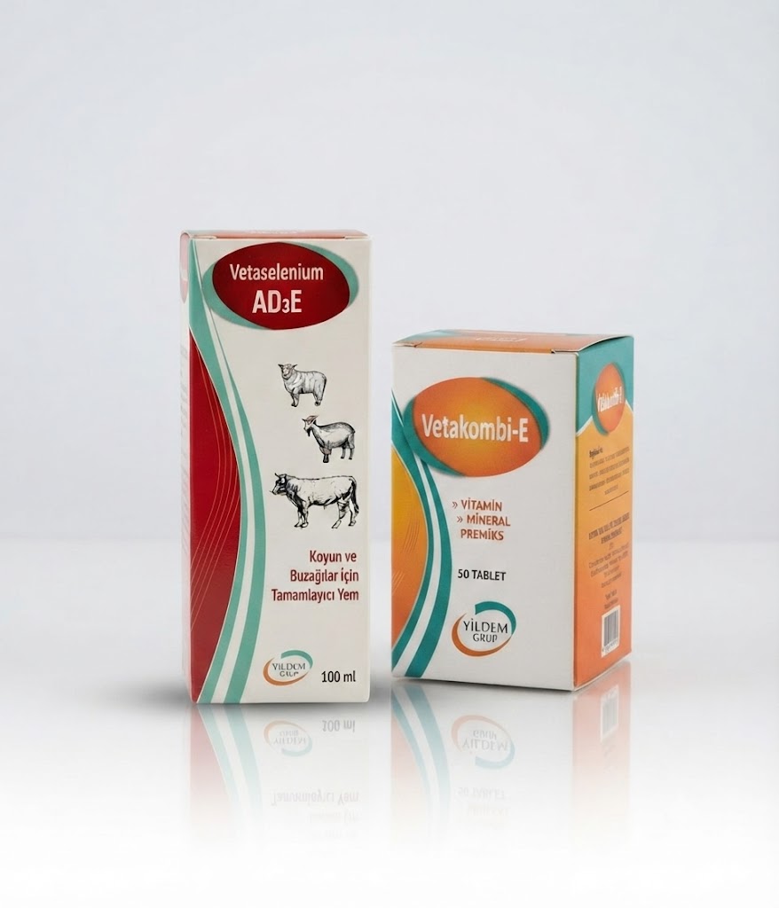 Yildem Grup Vetaselenium AD3E 100 ML ve Vetakombi-E  Tablet Vitamin 50 TB. Seti (Büyükbaş Ve Küçükbaş Hayvanlarınız Için Vitamin Seti (VETAKOBİL- E 50 TABLET AD3E VİTAMİNİ 100 ML)